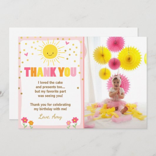 Sunshine Lemonade Birthday Hartelijk dank Bedankkaart (Voorkant / Achterkant)