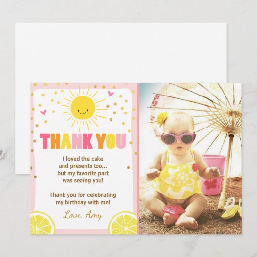 Sunshine Lemonade Birthday Hartelijk dank Kaart (Voorkant / Achterkant)