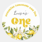 Sunshine Lemonade citroen 1e verjaardagsfeestje Ronde Sticker (Voorkant)