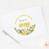 Sunshine Lemonade citroen 1e verjaardagsfeestje Ronde Sticker (Envelop)