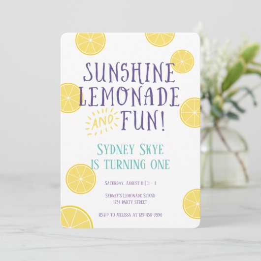 Sunshine Lemonade en Fun children Birthday party Kaart (Staand voorkant)