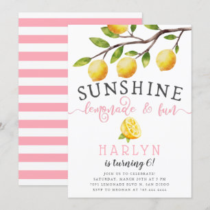 Sunshine Lemonade en Fun Girl's Birthday Party Kaart