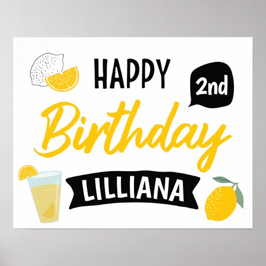 Sunshine Lemonade en Fun Happy Birthday Poster (Voorkant)