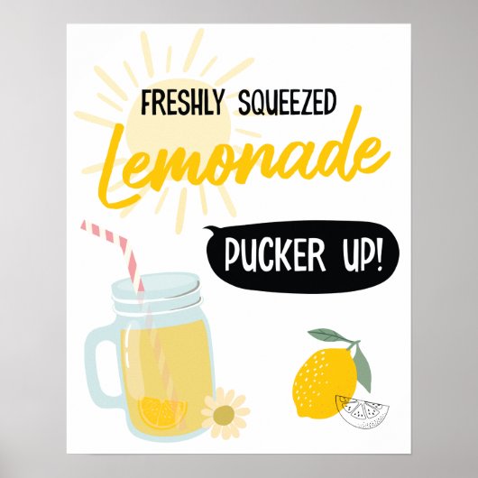 Sunshine Lemonade en Fun stand Birthday Party Poster (Voorkant)