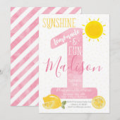 Sunshine Lemonade First Birthday Uitnodiging (Voorkant / Achterkant)