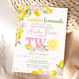 Sunshine Lemonade Floral Birthday Invitation Kaart