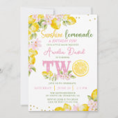 Sunshine Lemonade Floral Birthday Invitation Kaart (Voorkant)