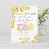 Sunshine Lemonade Floral Birthday Invitation Kaart (Staand voorkant)