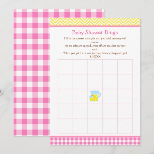 Sunshine & Lemonade Roze & Gele Bingo Kaart (Voorkant / Achterkant)