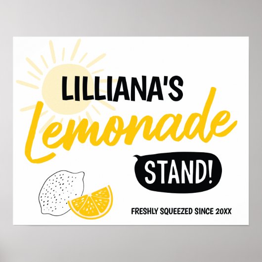 Sunshine Lemonade stand Birthday Party Poster (Voorkant)