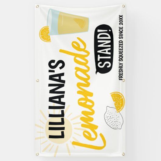 Sunshine Lemonade stand Birthday Party Spandoek (Verticaal)