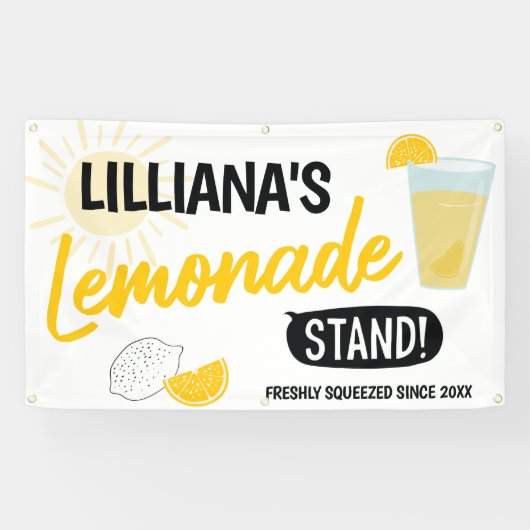 Sunshine Lemonade stand Birthday Party Spandoek (Horizontaal)
