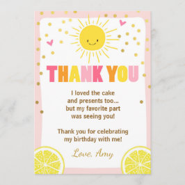 Sunshine limonade verjaardag dank u kaart