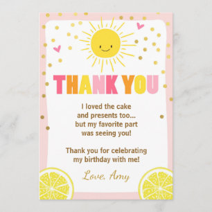 Sunshine limonade verjaardag dank u kaart