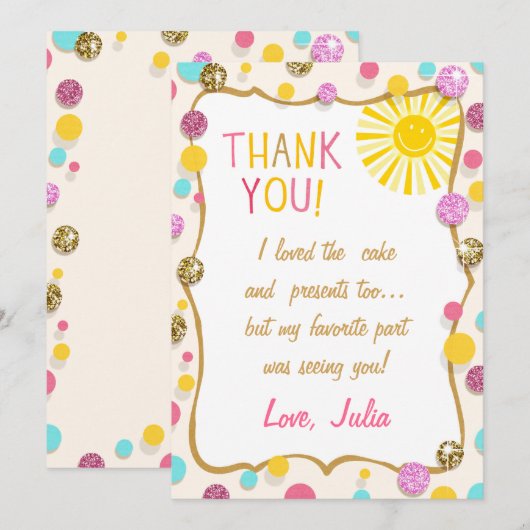 Sunshine limonade verjaardag dank u kaart (Voorkant / Achterkant)