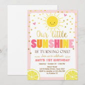 Sunshine Limonade Verjaardag uitnodiging Pink Lemo (Voorkant / Achterkant)