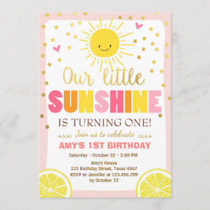 Sunshine Limonade Verjaardag uitnodiging Pink Lemo
