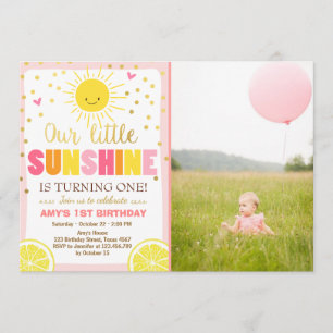 Sunshine Limonade Verjaardag uitnodiging Pink Lemo