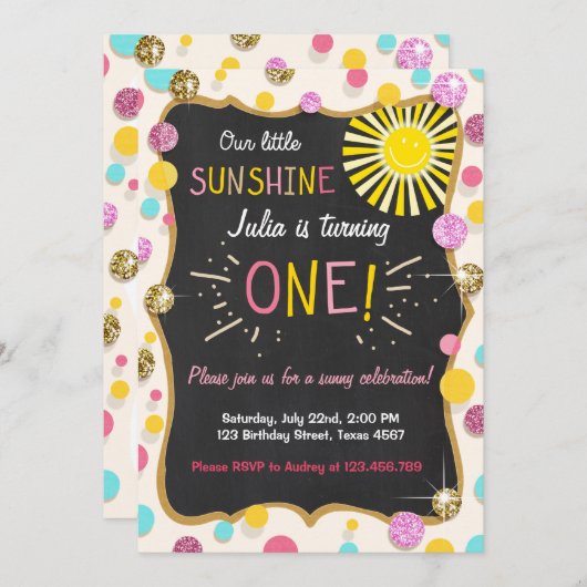 Sunshine limonade verjaardagsfeestje uitnodiging r (Voorkant / Achterkant)