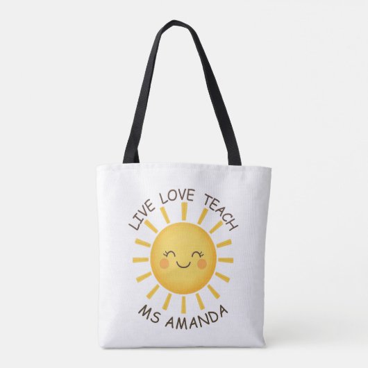 Sunshine Live Love Teach Personalized Teacher  Tote Bag (Achterkant)