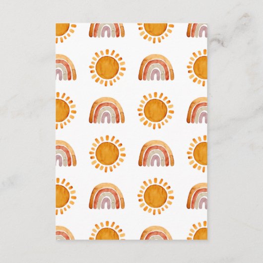 Sunshine Long Distance Baby shower Insert Informatiekaartje (Achterkant)