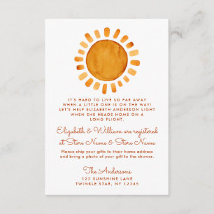 Sunshine Long Distance Baby shower Insert Informatiekaartje