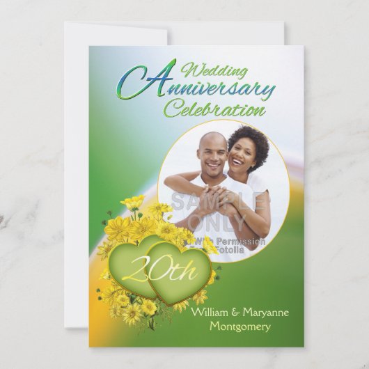 Sunshine Love 20ste huwelijksjubileumfeest foto Kaart (Voorkant)