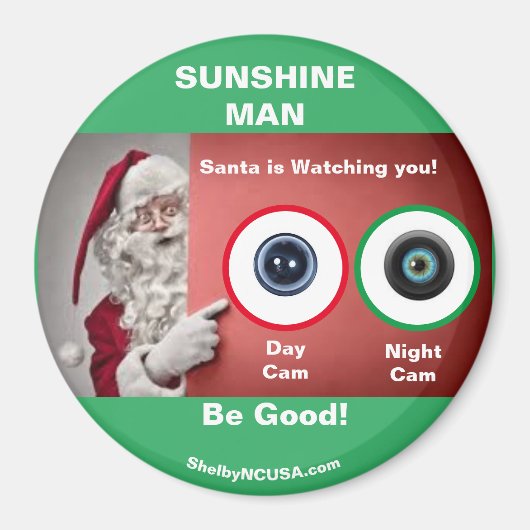 SUNSHINE MAN SANTA kijkt naar Magnet (Voorkant)