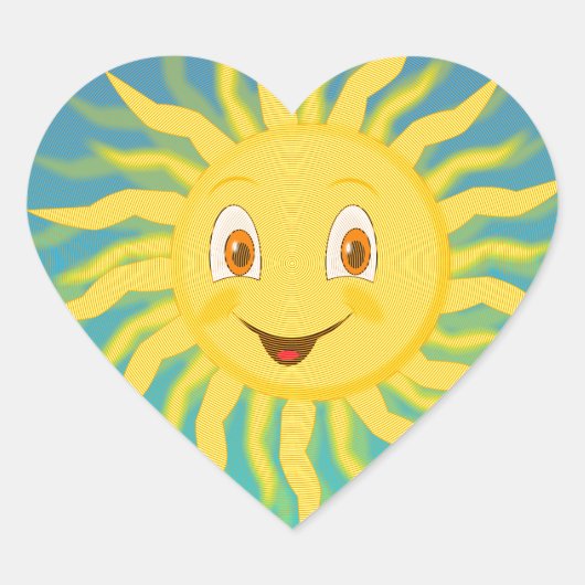 Sunshine met cirkelvormige lijnen hart sticker (Voorkant)