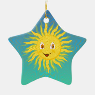 Sunshine met cirkelvormige lijnen keramisch ornament
