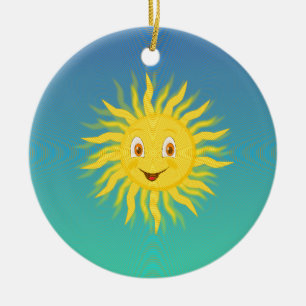 Sunshine met cirkelvormige lijnen keramisch ornament