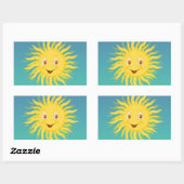 Sunshine met cirkelvormige lijnen rechthoekige sticker (Vel)