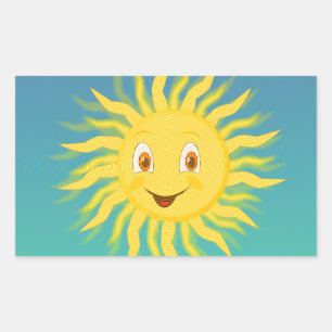 Sunshine met cirkelvormige lijnen rechthoekige sticker