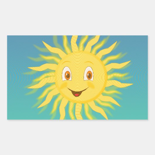 Sunshine met cirkelvormige lijnen rechthoekige sticker (Voorkant)