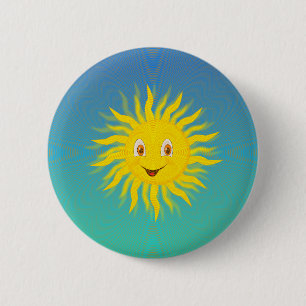 Sunshine met cirkelvormige lijnen ronde button 5,7 cm