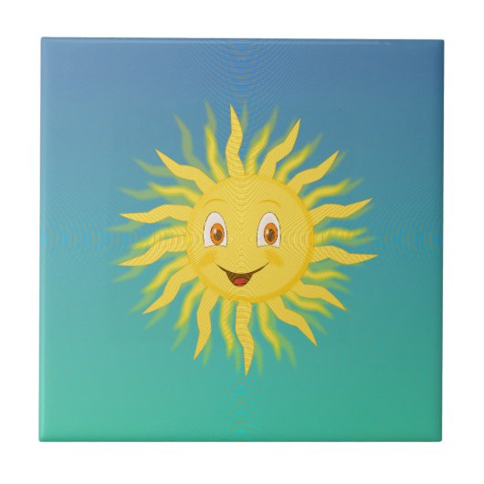 Sunshine met cirkelvormige lijnen tegeltje (Voorkant)