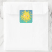 Sunshine met cirkelvormige lijnen vierkante sticker (Tas)