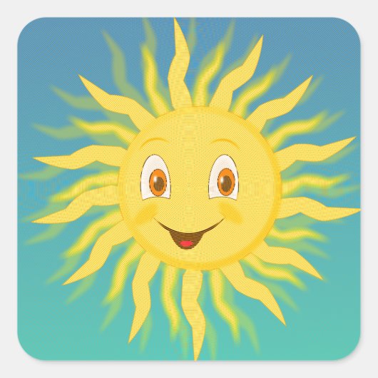 Sunshine met cirkelvormige lijnen vierkante sticker (Voorkant)
