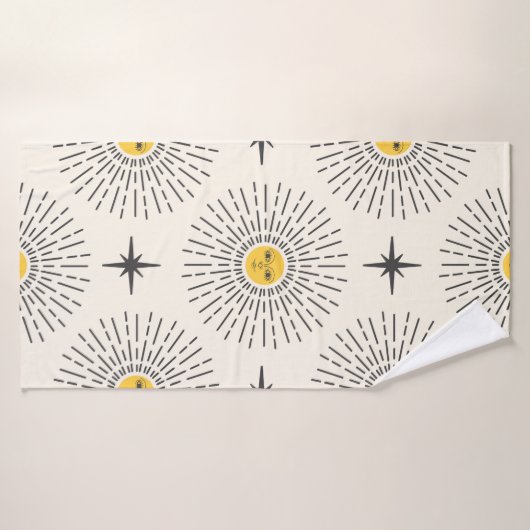 Sunshine met Face Celestial Seamless Pattern Badhanddoek (Badhanddoek)