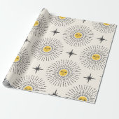 Sunshine met Face Celestial Seamless Pattern Cadeaupapier (Uitgerold)
