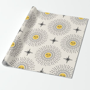 Sunshine met Face Celestial Seamless Pattern Cadeaupapier