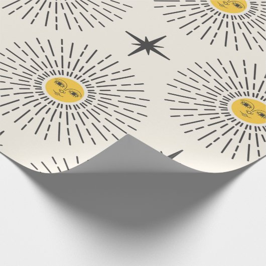 Sunshine met Face Celestial Seamless Pattern Cadeaupapier (Hoek)