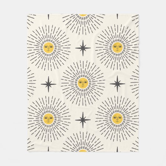 Sunshine met Face Celestial Seamless Pattern Fleece Deken (Voorkant)
