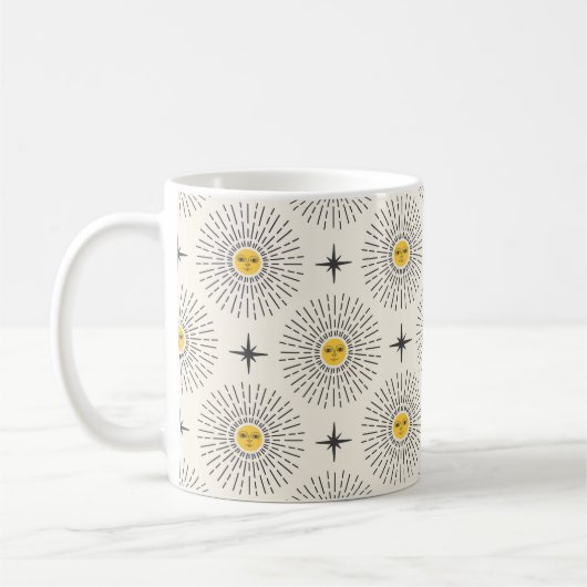 Sunshine met Face Celestial Seamless Pattern Koffiemok (Links)