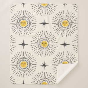 Sunshine met Face Celestial Seamless Pattern Sherpa Deken