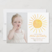 Sunshine Modern Waterverf Foto Verjaardag Kaart (Voorkant)