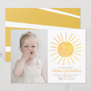Sunshine Modern Waterverf Foto Verjaardag Kaart