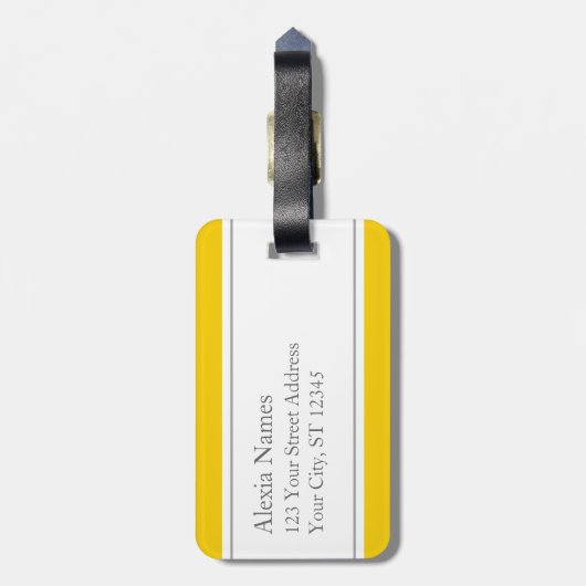 Sunshine Monogrammed Awning Stripe Bagagelabel (Achterkant verticaal)