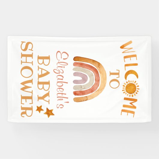 Sunshine, Moon, Rainbow en Stars Welkom Spandoek (Horizontaal)