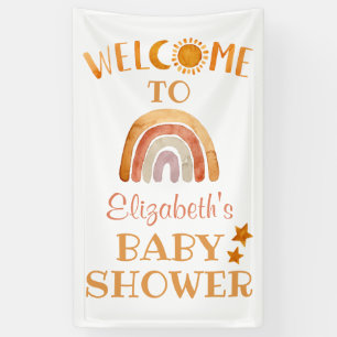 Sunshine, Moon, Rainbow en Stars Welkom Spandoek